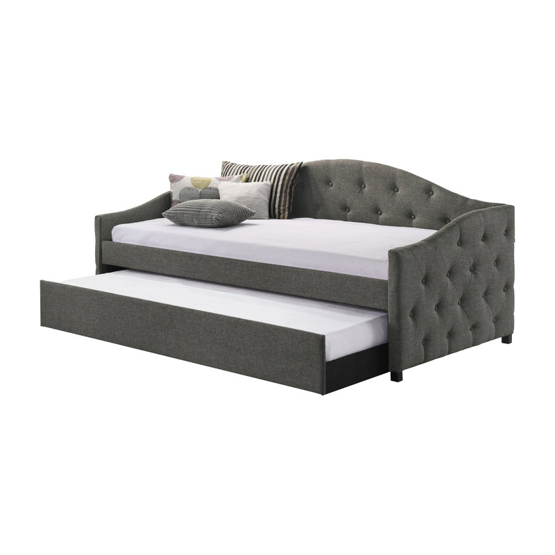 Madeira Camel Back Twin Daybed With Trundle, Gray