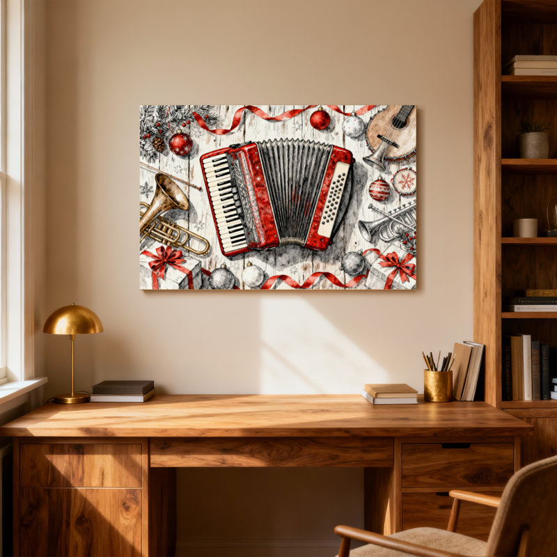Instruments de musique et décorations de Noël, H 12 po x l 18 po
