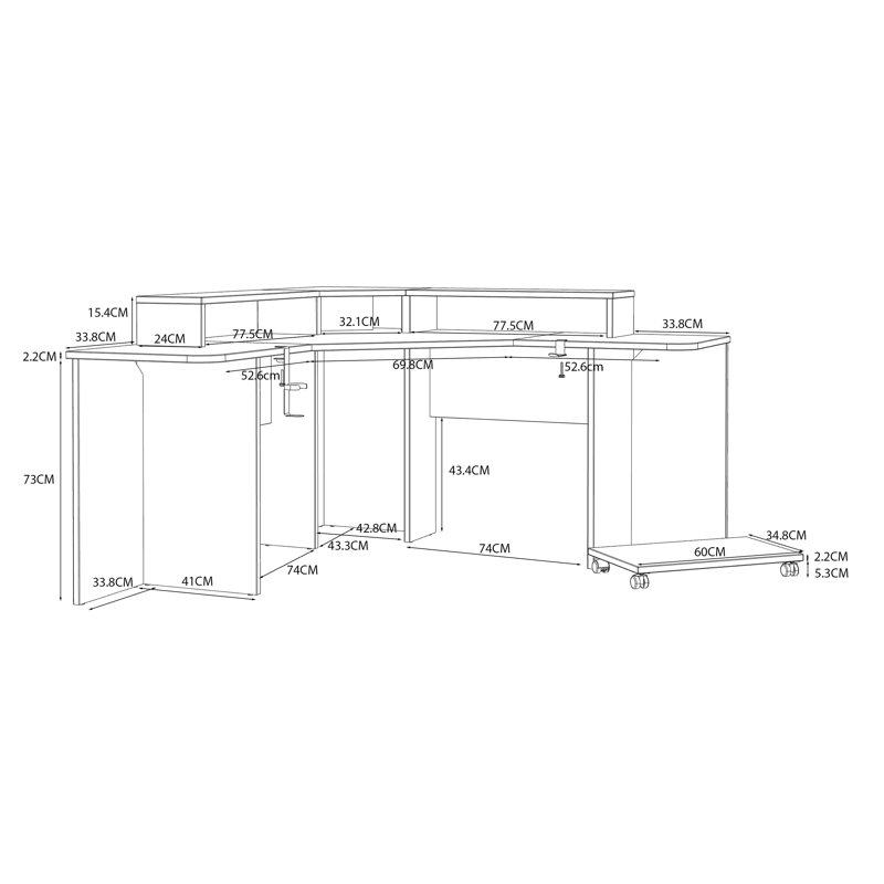 Dairon L-Shaped Computer Desk