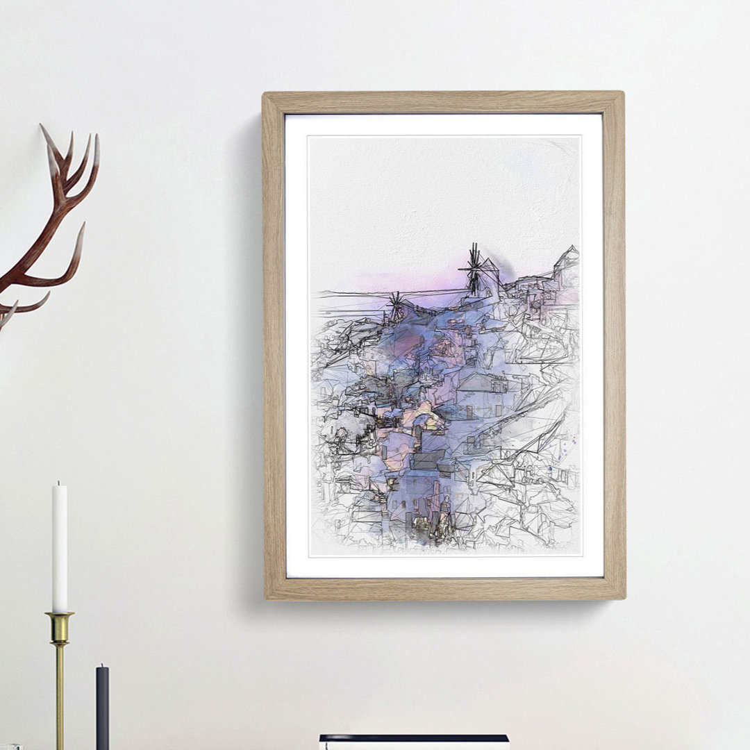 The Oia Santorini Skyline in Greece - Picture Frame Painting Print
