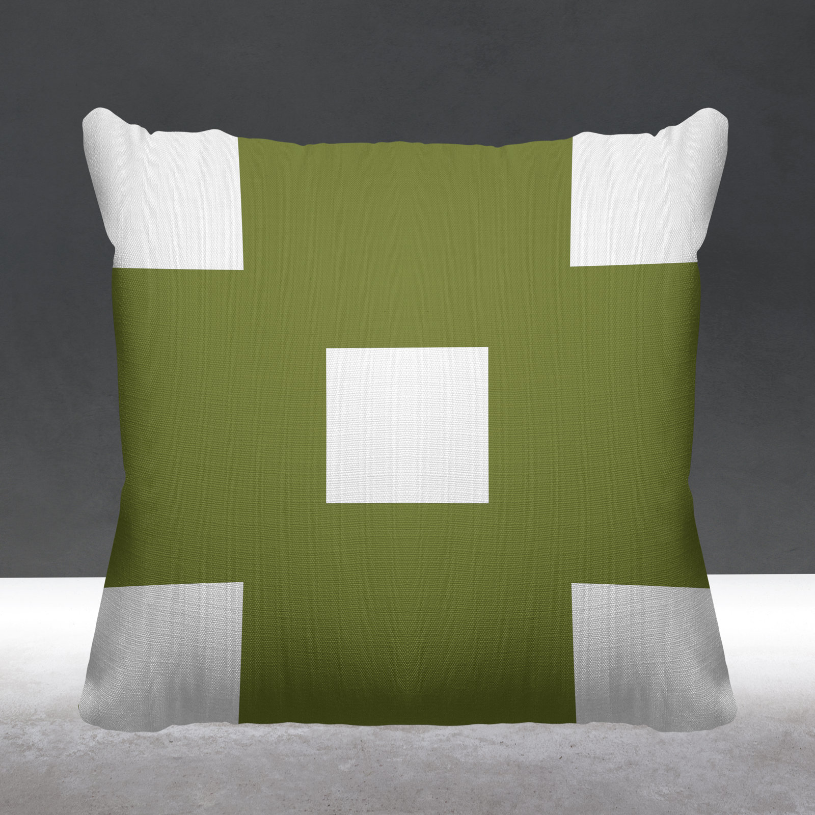Luella Geometric Indoor/Outdoor Throw Pillow, 16W" x 16H", Olive Green