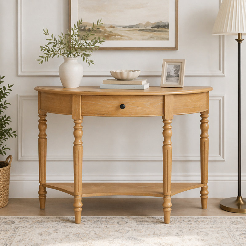 Console avec tiroir et tablette Farmhouse, Naturel