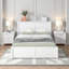 Exclusif Wayfair: lit plateforme avec rangement pleine grandeur blanc avec tablettes coulissantes à 4 niveaux et lit gigogne simple - rangement spacieux, conception peu encombrante-173559055