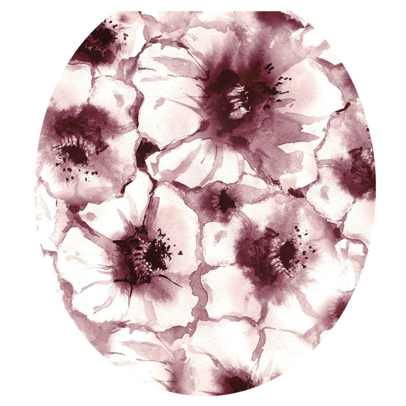 Décalcomanie de siège de toilette Floral Bourgogne Coquelicots - Couvercle de vinyle statique, Rond