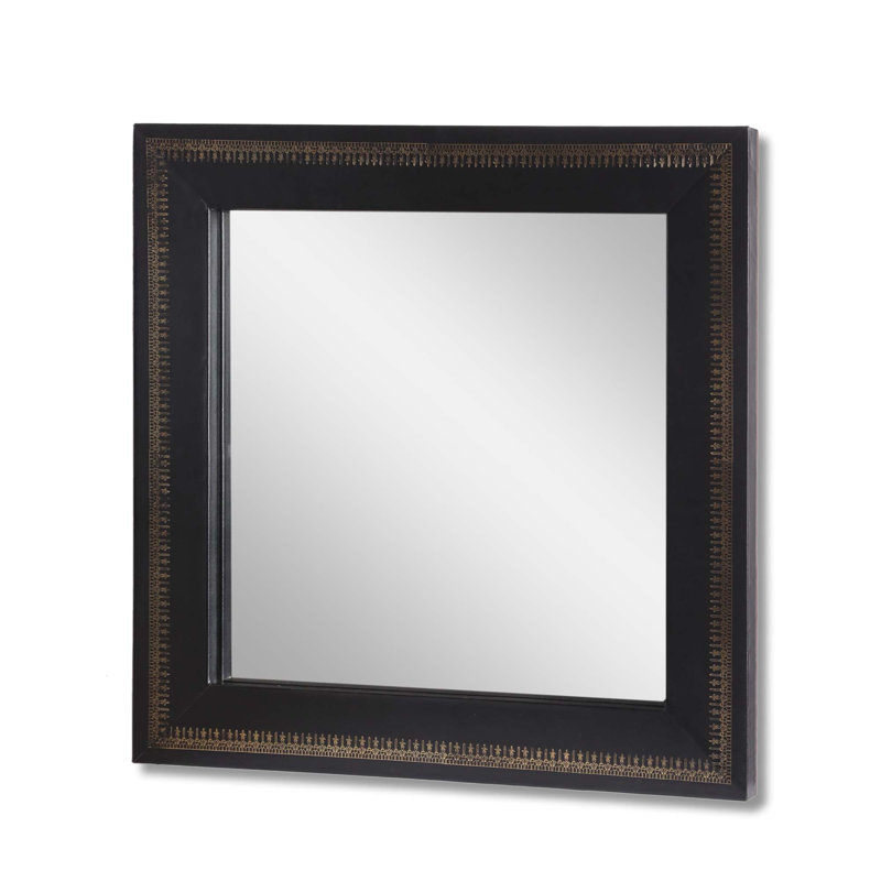 Wall Black Mirror With Golden Embossing