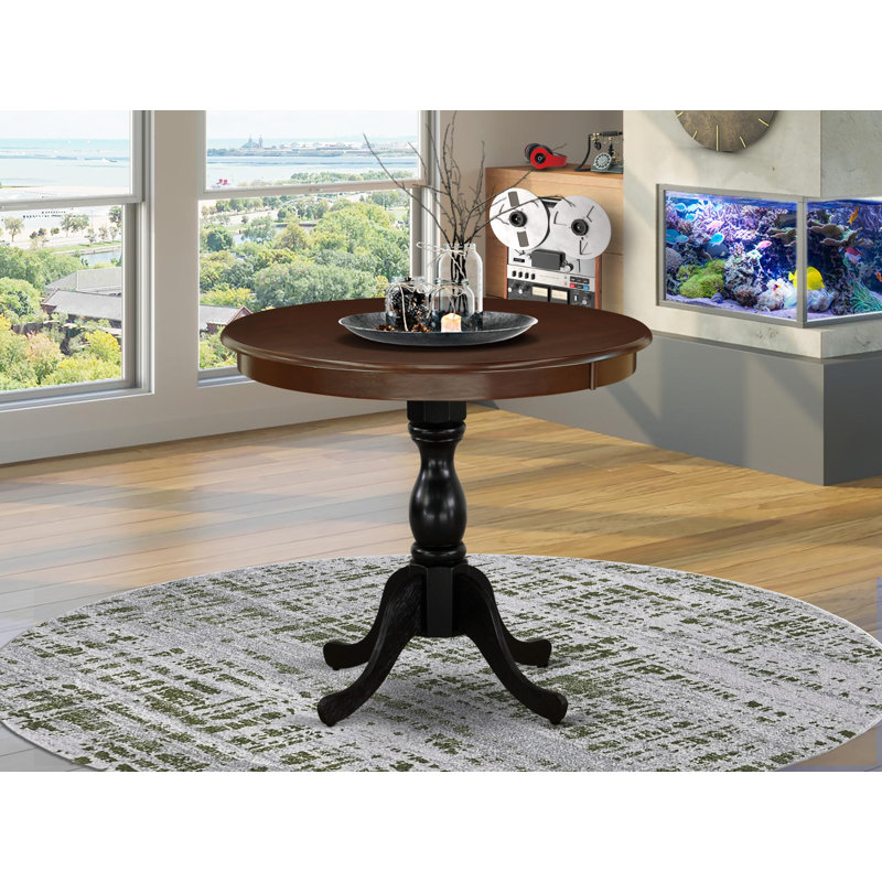 Prinsburg with Solid Wood Base Dining Table, Mahogany