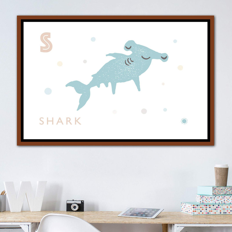 " Shark ", No Mat, 40" H x 60" W x 1.5" D, Brown Framed Canvas