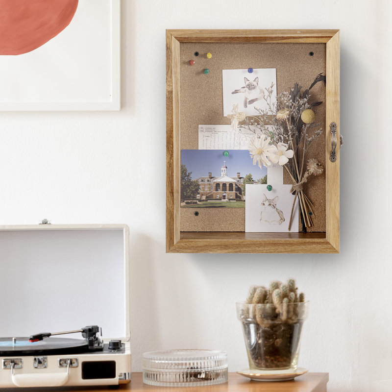 Cenedra Wall Mounted Picture Frames with Cork Board Backing, Acacia Wood