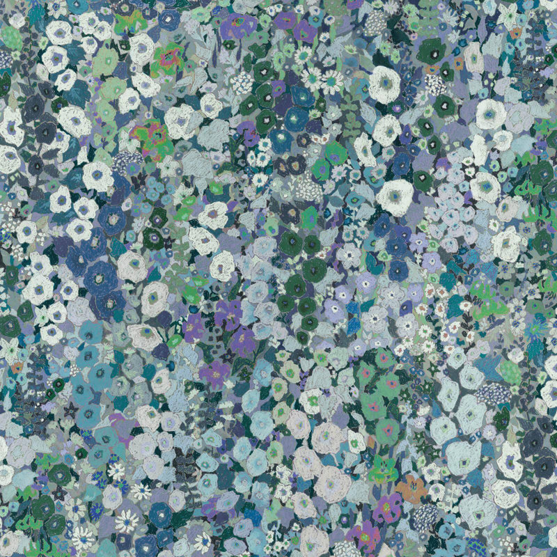 HOLLYHOCKS Wallpaper - Prairie 9'10" - full height wallpaper, Dew