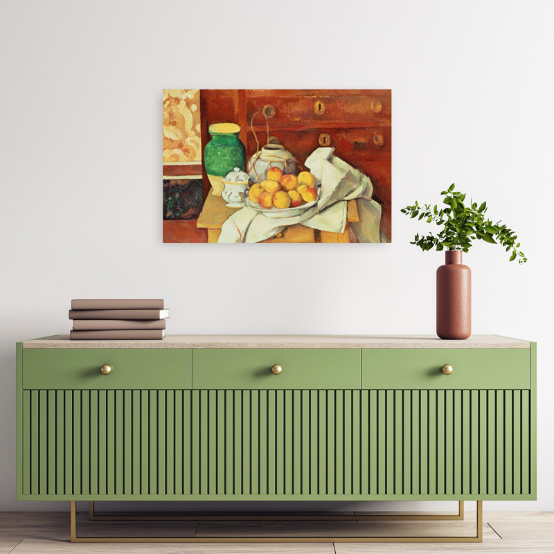 Still Life With A Chest Of Drawers, 1883-87 Abstract Contemporary Wall Art Print by Paul Cezanne - Wrapped Canvas Print