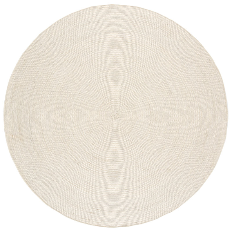 Tapis ivoire en laine / coton tissé à plat Conn, Rond 8 pi