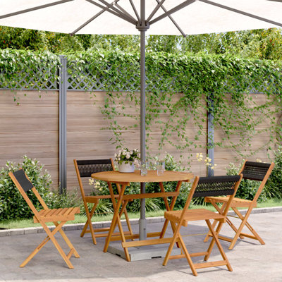 4 - Person Acacia Wood Patio Dining Set with Round Table