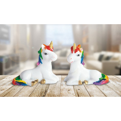 Sedbergh 2-PC Unicorn with Rainbow Mane Set 3.25"W Figurine Unique Gifts
