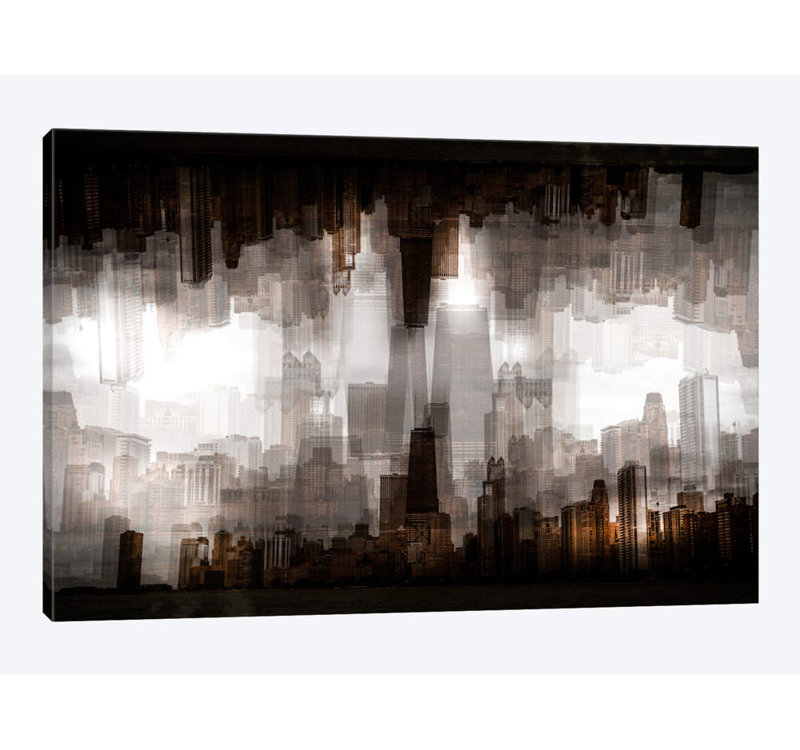 «Chicago Skyline» par Carmine Chiriaco, impression sur toile, H 18 po x l 26 po x P 1,5 po, Toile tendue, Pas de tapis