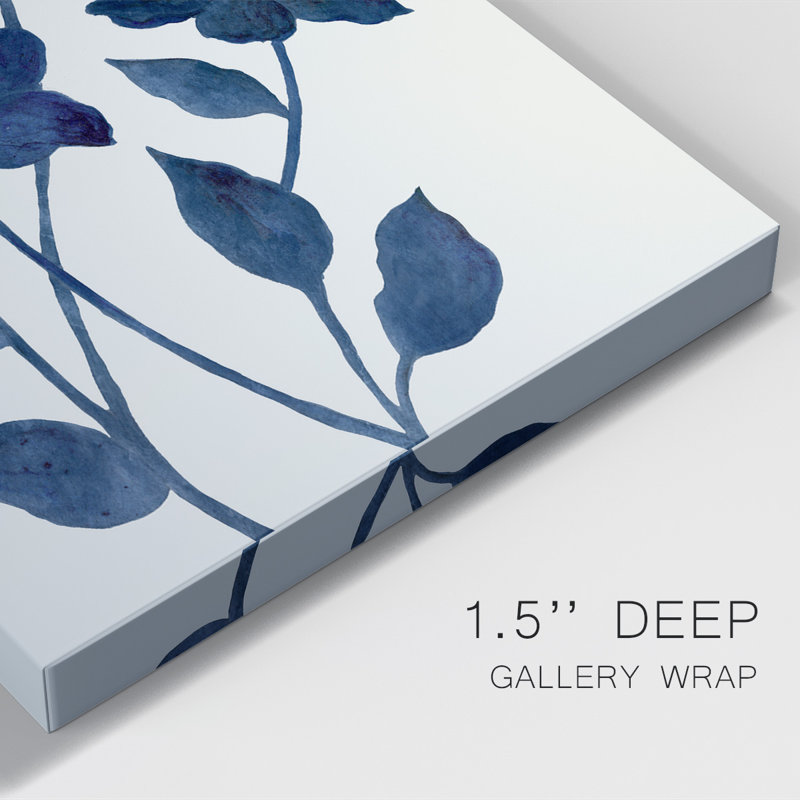 Toile tendue avec châssis Indigo Bloom II - prêt à accrocher, H 27 po x l 18 po x P 1 po