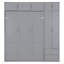 Grand lit escamotable mural avec armoire supérieure, tablettes et garde-robe, lit pliant peu encombrant-1010088242