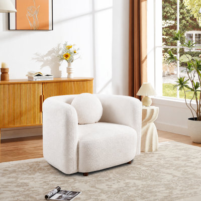 Fauteuil d'appoint rembourré à une place, fauteuil à accoudoirs en tissu souple Boucle Cloud, fauteuil ergonomique à conception basse minimaliste d'inspiration japonaise pour le salon, la chambre à coucher et le bureau à domicile