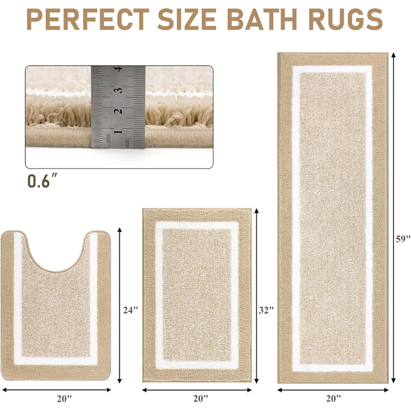 Poly Twill Non-Slip Bath Rug, Beige