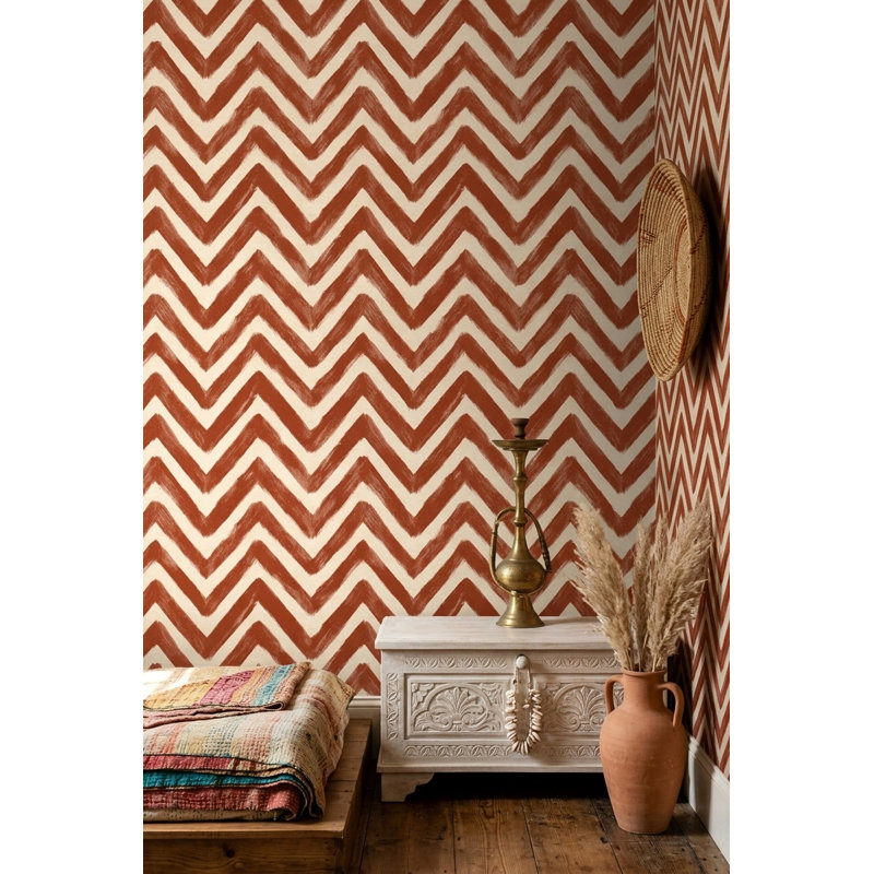 Papier peint à chevrons géométrique amovible Zigzag, Textured Non-Pasted