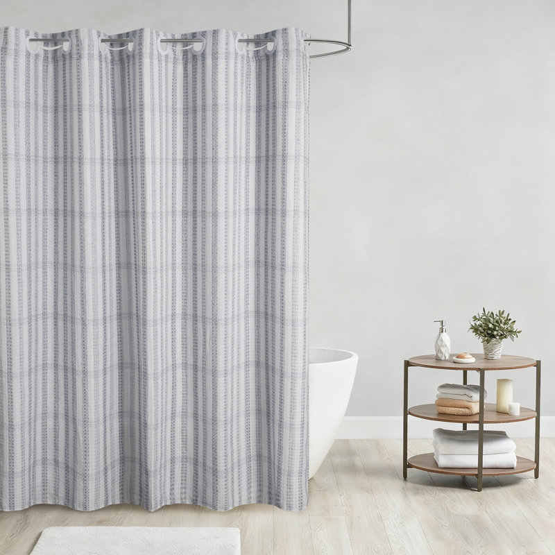 Rideau de douche tissé gaufré No Hook, Marine