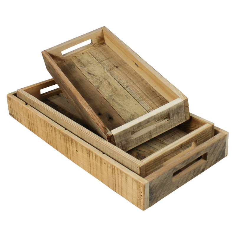Plateau en bois Doulton - ensemble de 3