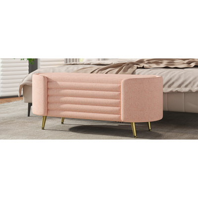 Pouf de rangement ovale moderne, banc de rangement rembourré, rose