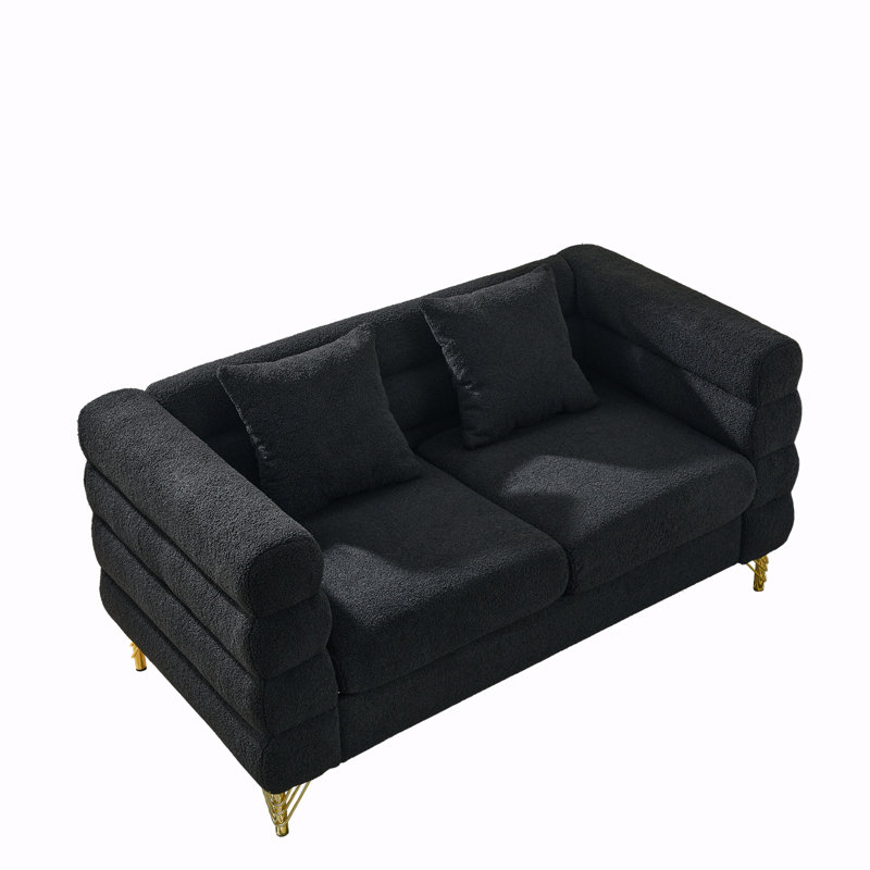 Oversized 2 Seater Sectional Sofa, Living Room Comfort Fabric Sectional Sofa-Deep Seating Sectional Sofa, Soft Sitting With 2 Pillows For Living Room, Bedroom, Office