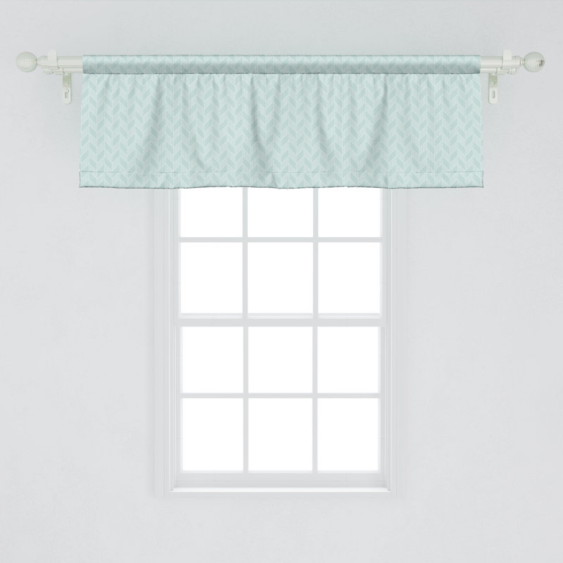 Pastel Green and White Zigzag Satin Rod Pocket Valance Set
