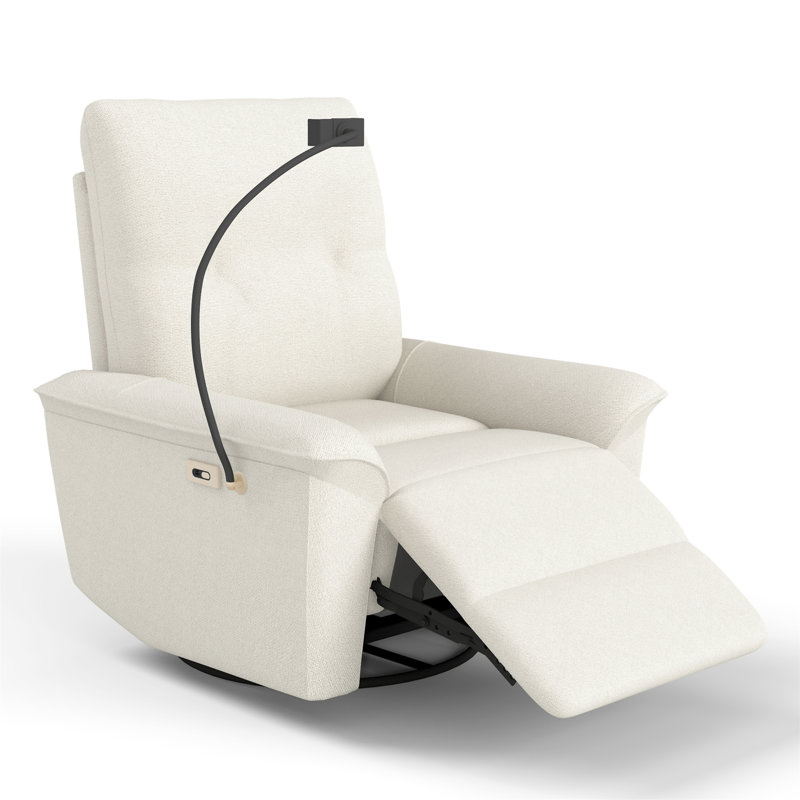 270° Power Swivel Rocker Recliner Chair W/ Phone Holder, Beige