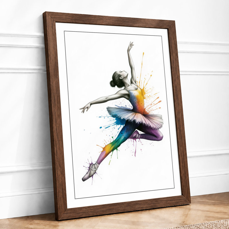 Dancer in Motion Modern - Framed Print, A2 - 59.4 x 42.0 cm, Walnut