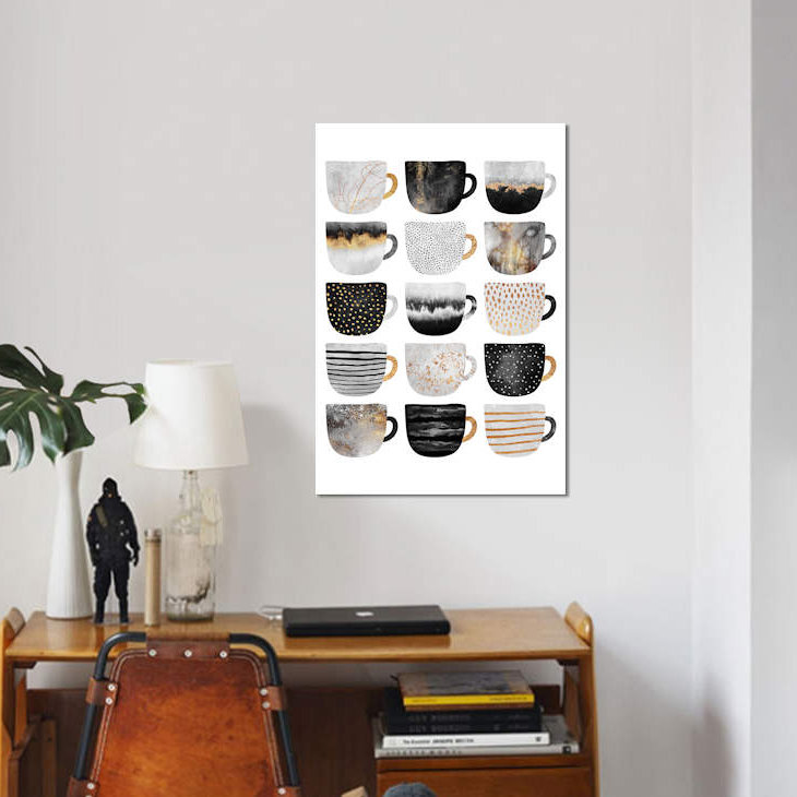 «Pretty Coffee Cups III» par Elisabeth Fredriksson - impression sur toile tendue, H 12 po x l 8 po x P 0,75 po, Toile tendue