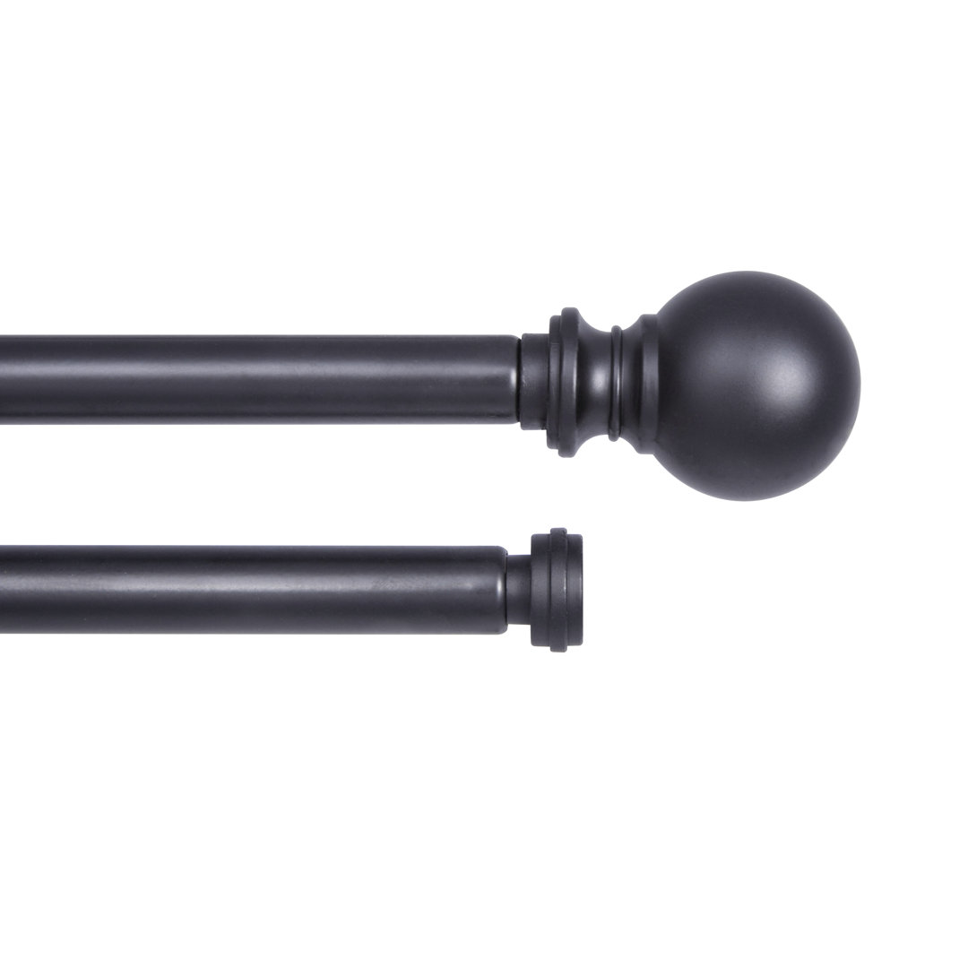 Newport Wakefield Double 5/8" Black Adjustable 0.625'' Double Curtain Rod Kenney 