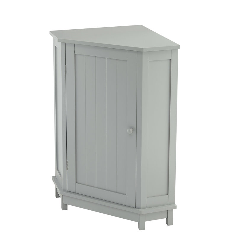 Grey Bathroom Cabinet - Triangle Corner Style Adjustable Shelf For A Neat Space Fashionable Chic Feature