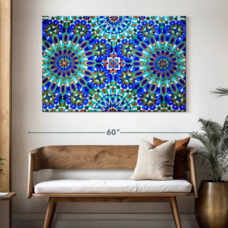 Mosaïque bleue Kerner en médina, H 34 po x l 51 po