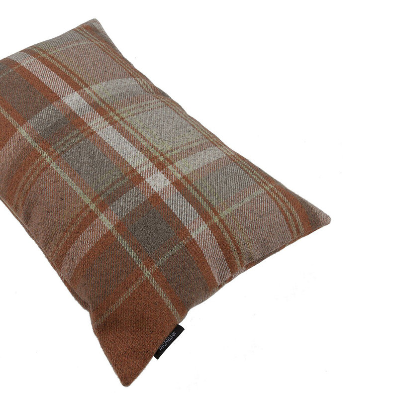 Griggs Plaid Rectangular Cushion, 30 x 50cm, Burnt Orange/Grey