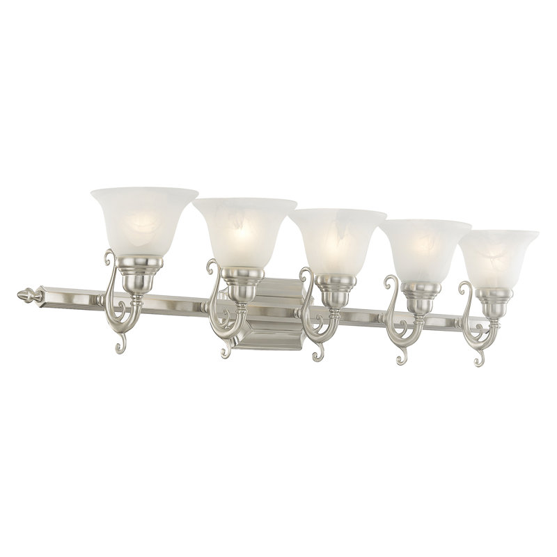 Éclairage de salle de bain à intensité variable 5 lumières Christianburg, Nickel brossé