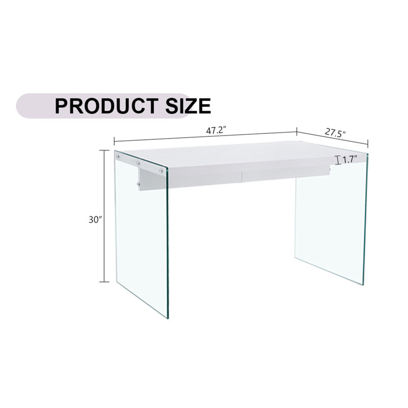 The top of the coffee table is made of MDF and white stickers, and the sides are clear tempered glass, White