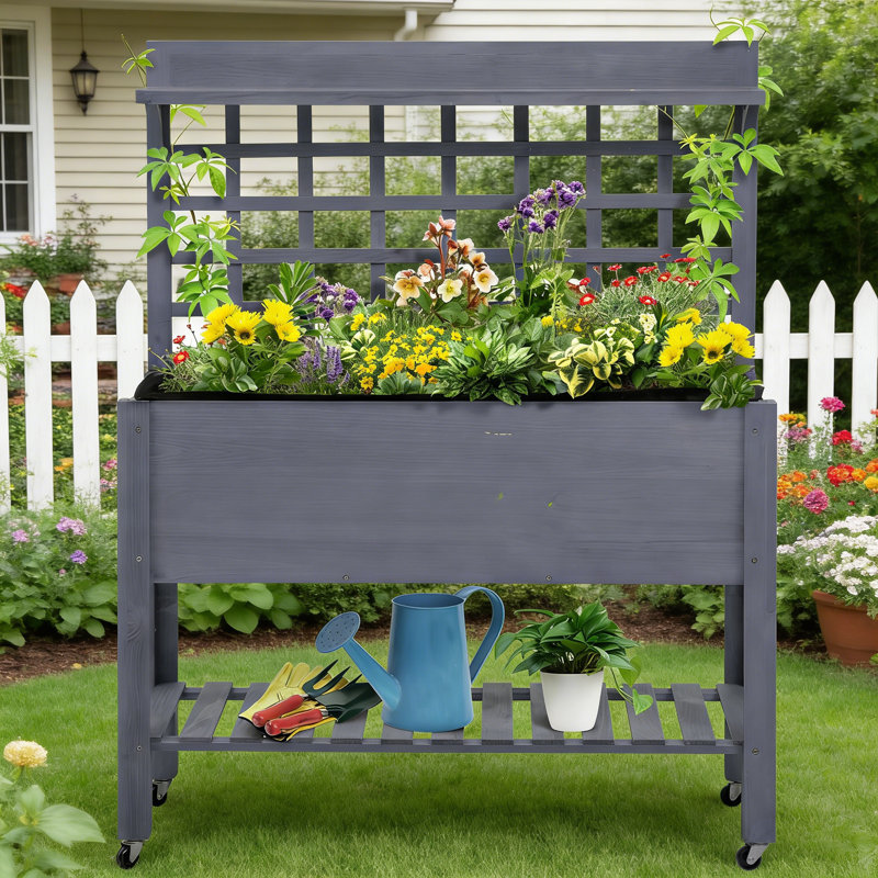 Jardinière surélevée surélevée pour l'intérieur et l'extérieur avec roues