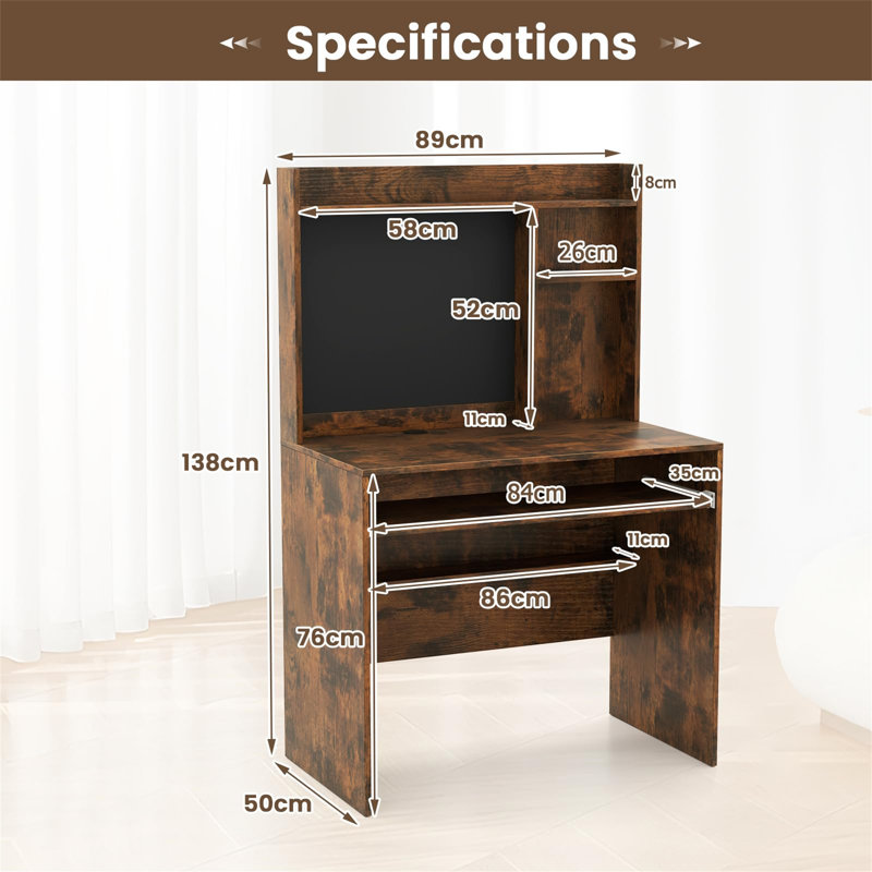 Rectangle Computer Desk, Brown
