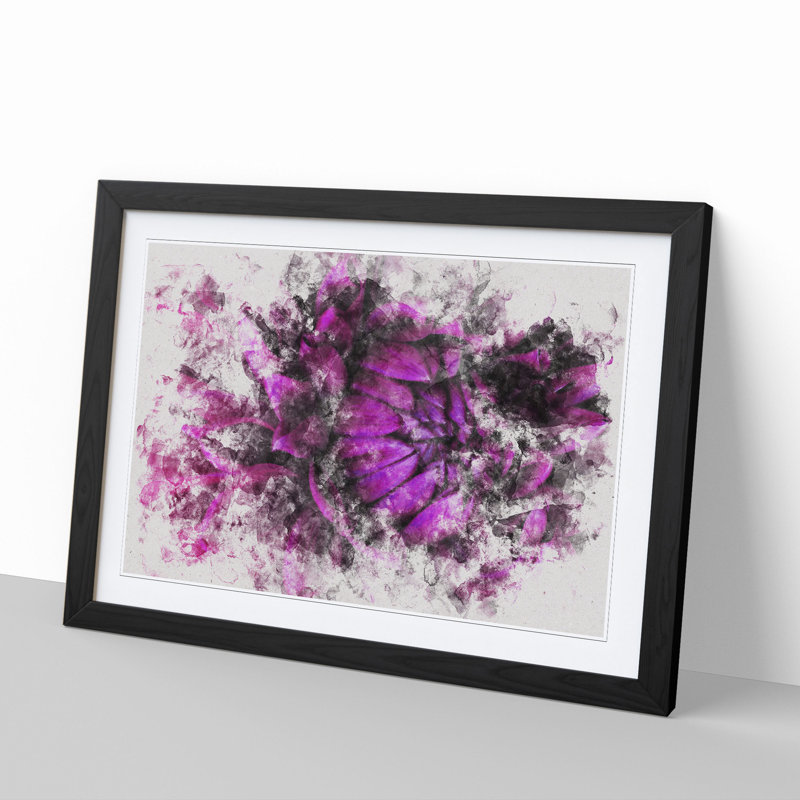 Purple Flower Vol.1 - Single Picture Frame Print on Wood, 27cm H x 36cm W x 2cm D, Black Framed