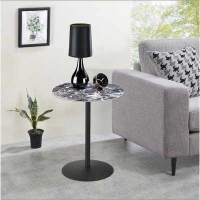 Table de bout l 17,5 po avec plateau texturé en marbre noir