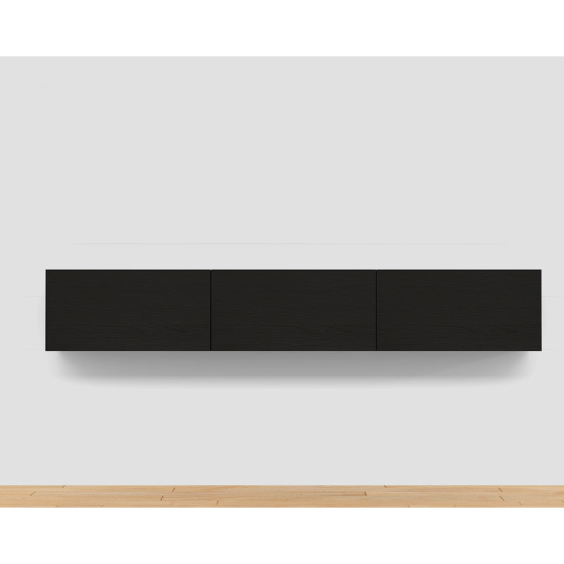 Ozge Floating TV Stand for 78" TVs - Sleek, Wall-Mounted Media Console, Wood Black
