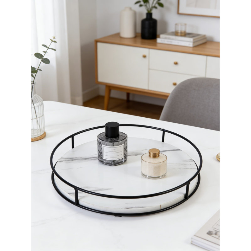 Lazy Susan Turntable Organizer For Kitchen Countertop And Cabinet, With Steel Frame, 360 Degree Rotating Decorative Centerpiece