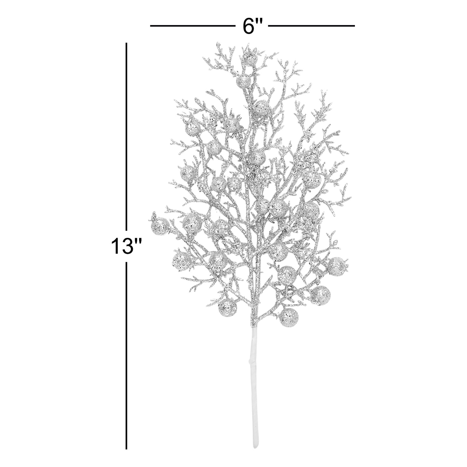 Glitter Berry Floral Stems, Silver