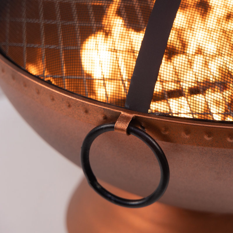 Foyer d'extérieur au feu de bois rond en acier de 31 pouces avec couvercle et tisonnier Deko Living