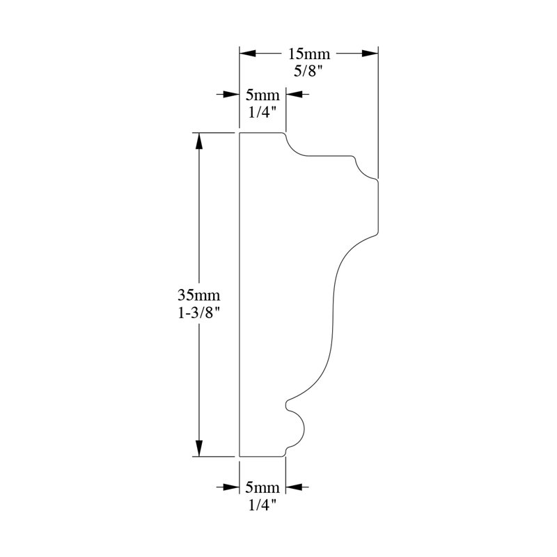 5/8 in D x 1-3/8 in W x 78-3/4 in L Primed White Plain Polystyrene Panel Moulding