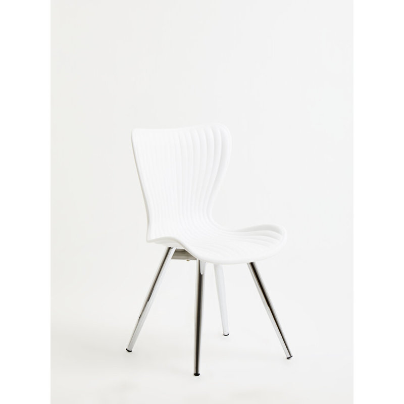 Side Chair in White, Silver
