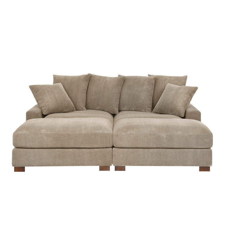 Zaheer Corduroy Sofa, Camel