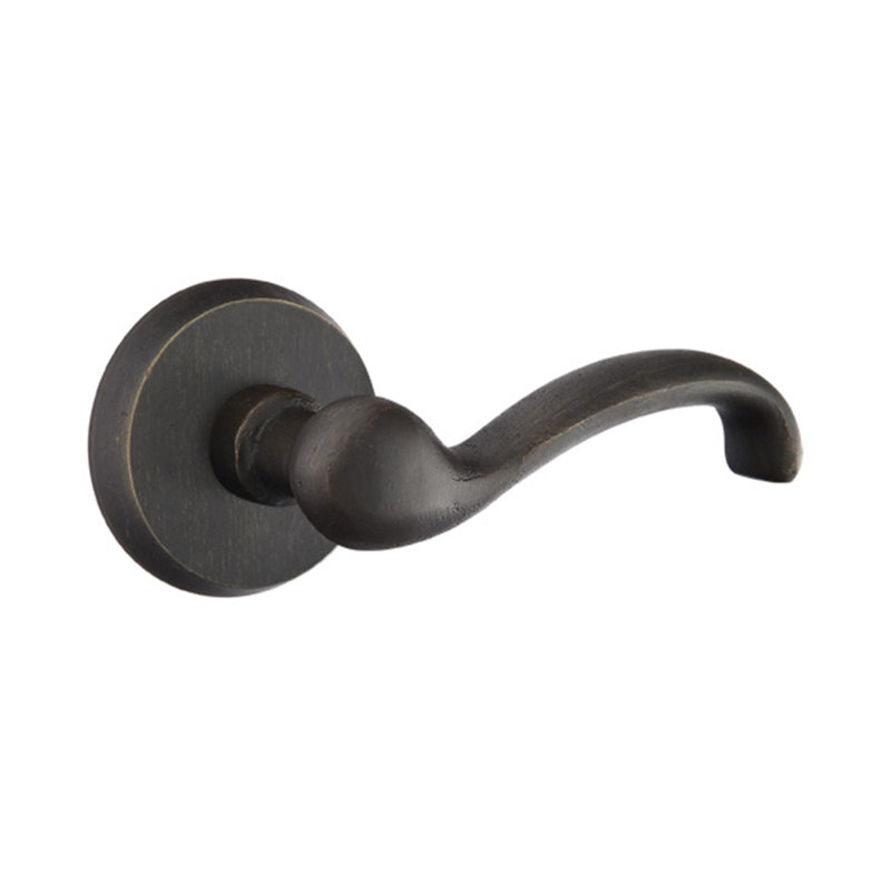 Teton Wave/Drop Double Dummy Door Lever with Round Rosette, Medium Bronze, Right