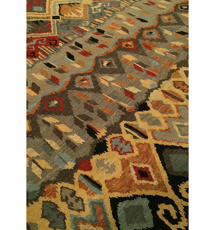Billye Wool Geometric Area Rug, Rectangle 9' x 12', Red/Gray